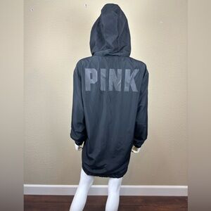 NWOT $78 VS PINK Logo Half Zip Black Anorak Jacket